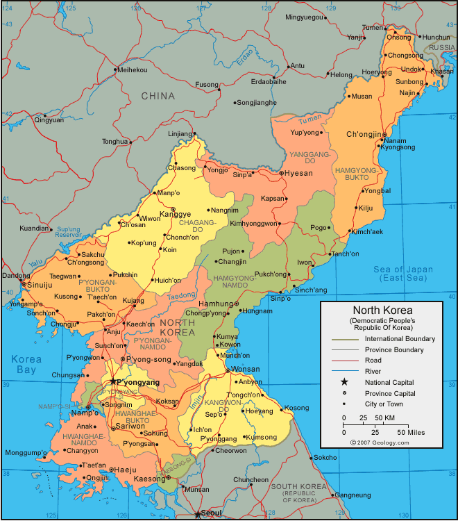 MAP OF NORTH KOREA
